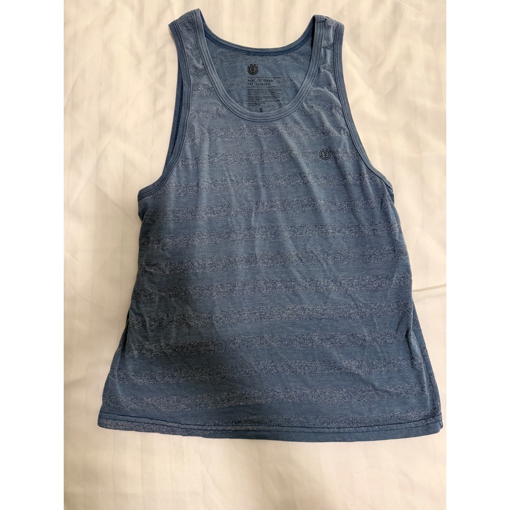 Element Mens Blue Striped Tank Top Small Skate Surf Sleeveless Tee Logo